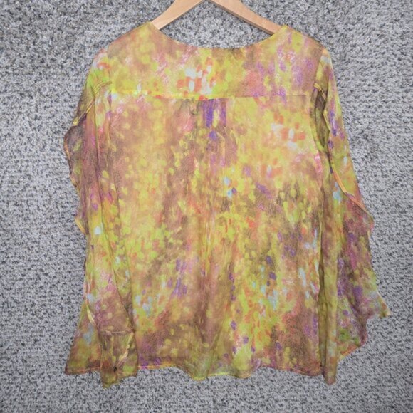 Sundance Top Womens‎ Medium Brown Keyhole Neck Blouse Silk Casual Ladies - Picture 7 of 7